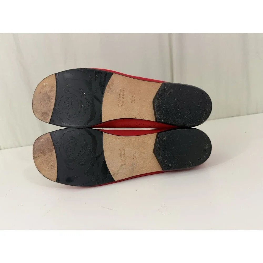 Taryn Rose Red Stain Peep Toe Flats Tomato Girl Balletcore Eclectic Grandpa 38.5